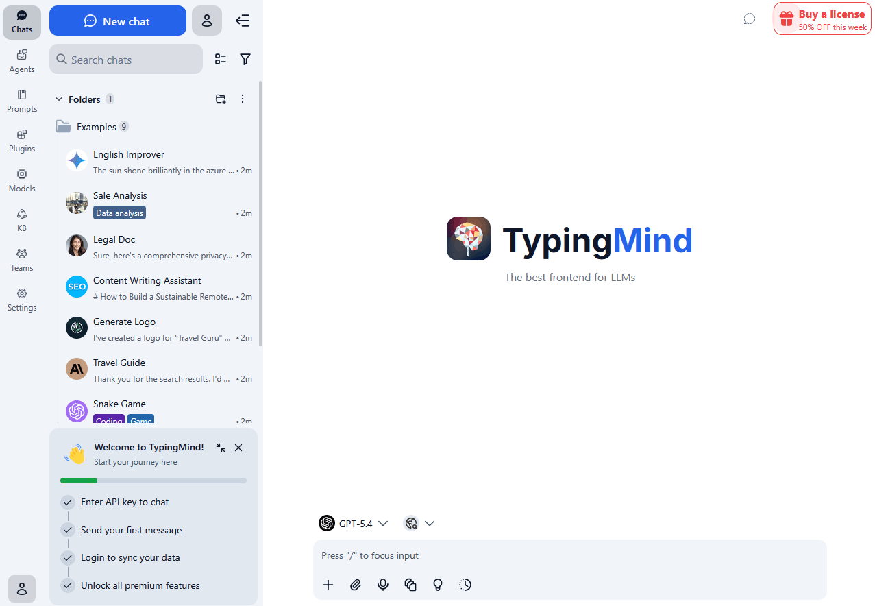TypingMind - LLM Frontend Chat UI for AI models